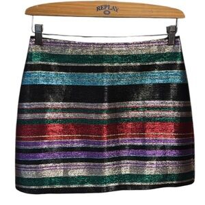 Trina Turk Metallic Striped Mini Skirt Size 0